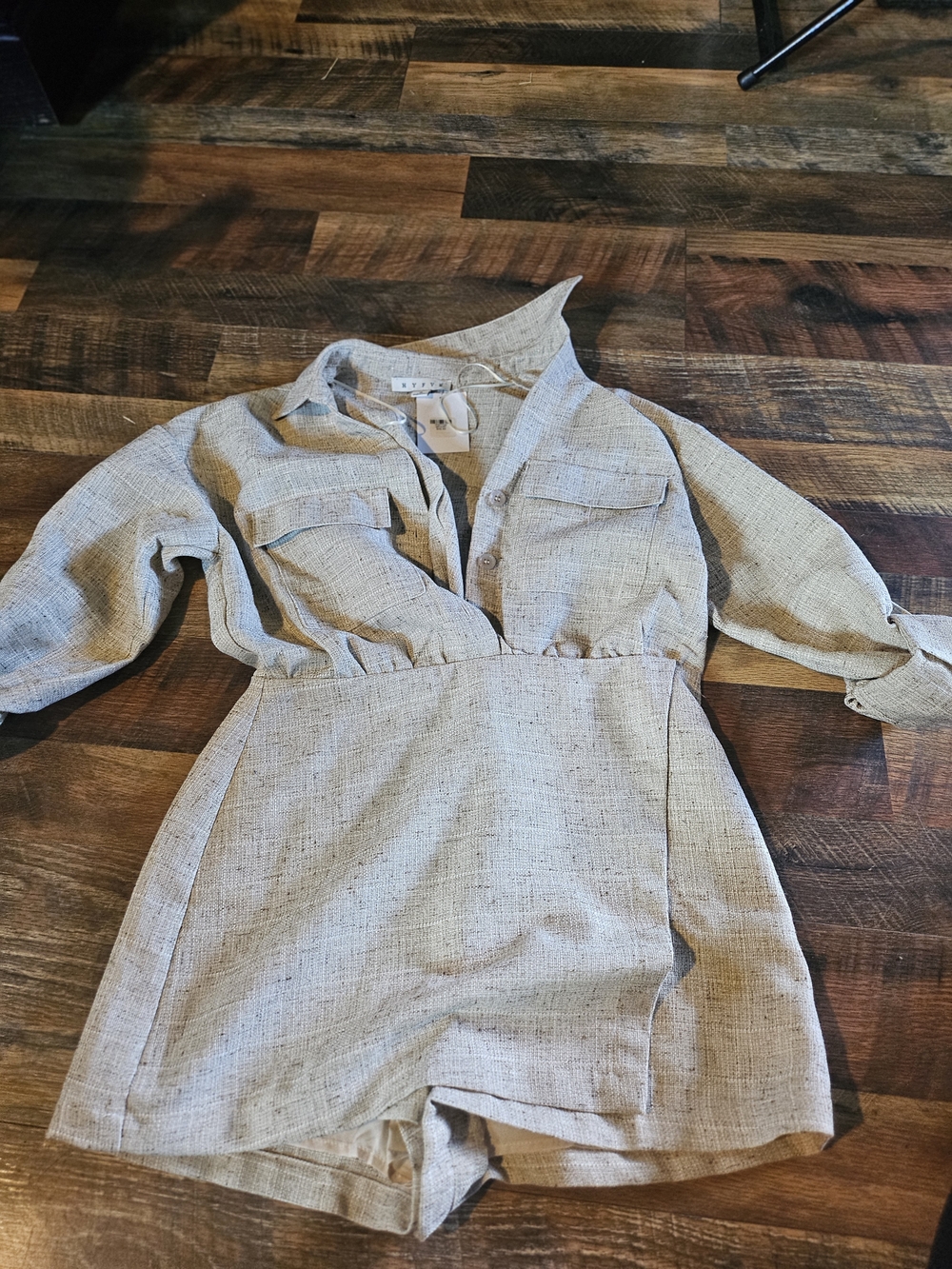 HYFVE Beige Linen-Blend Romper